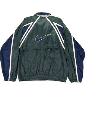 Vintage Nike Windbreaker Men Large Green Blue Mesh Vent Full Zip Swoosh